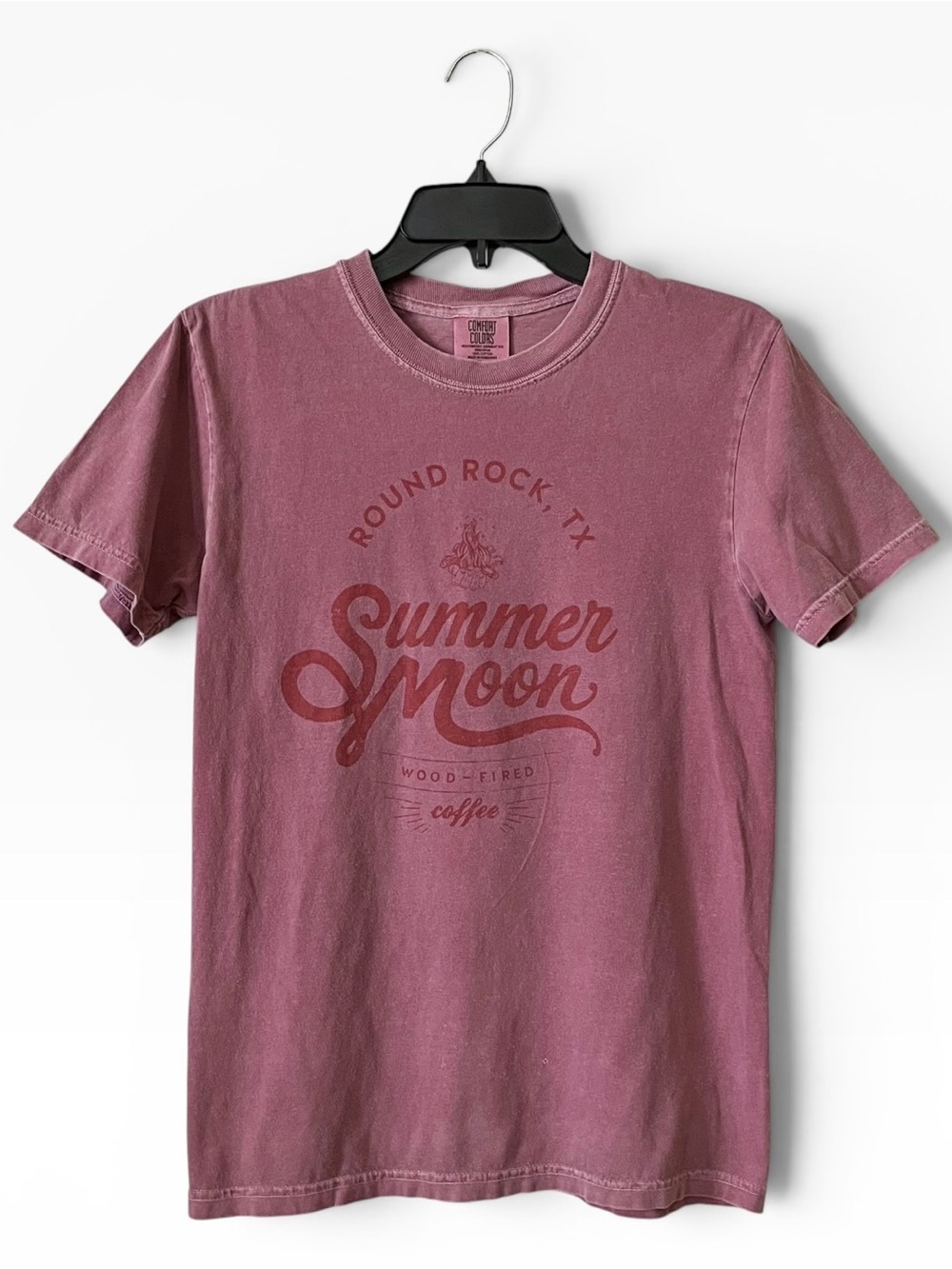 Comfort Colors Summer Moon T-Shirt Mens Size S Red Cotton Thrashed Grunge Soft